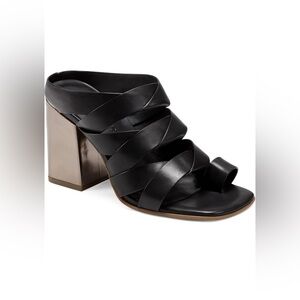Aerosoles Women's Black Leather Harley Heeled Sandal Size 10.5 New